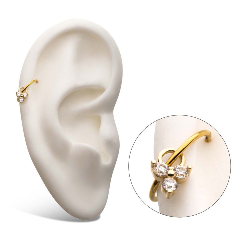 14Kt Yellow Gold Pronged Round CZ Trinity Charm