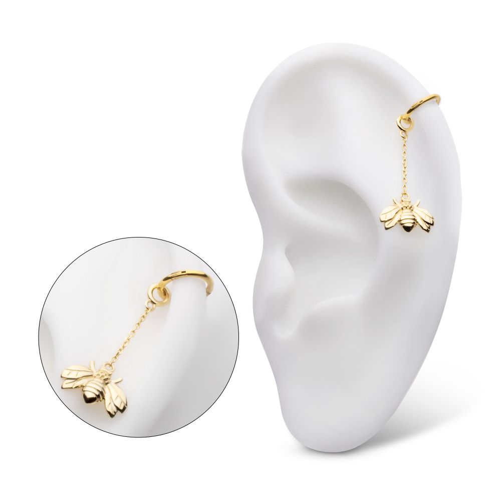 14Kt Yellow Gold Bee Dangle Charm with 10mm Chain