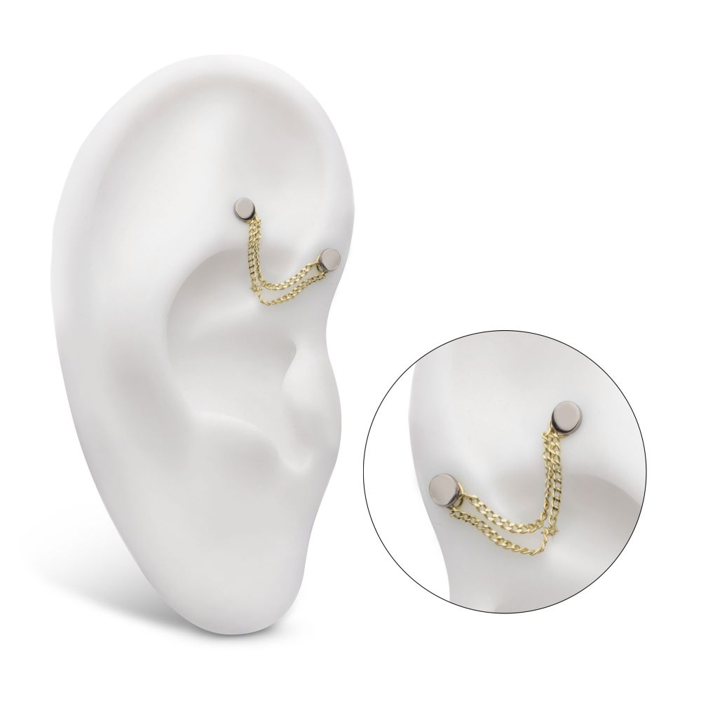 14Kt Yellow Gold 2 Tier Curb Chain with Ring