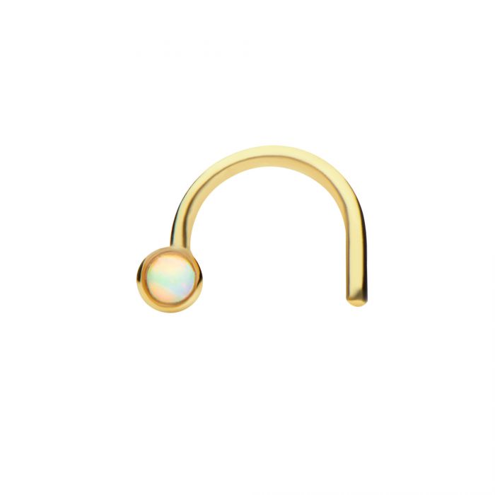 14kt Yellow Gold Nose Screw Bezel Set Synthetic Opal