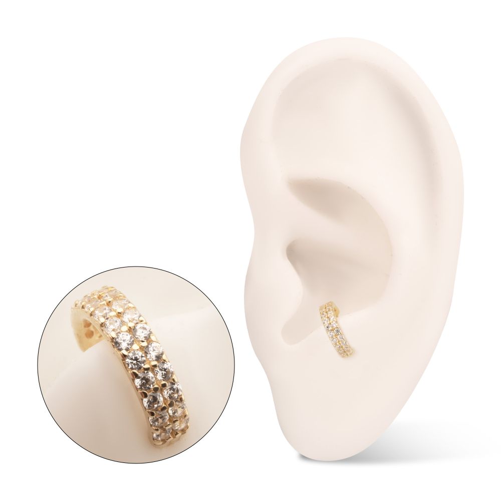 14Kt Yellow Gold Double Row Pave Gem Side Facing Hinged Segment Clicker