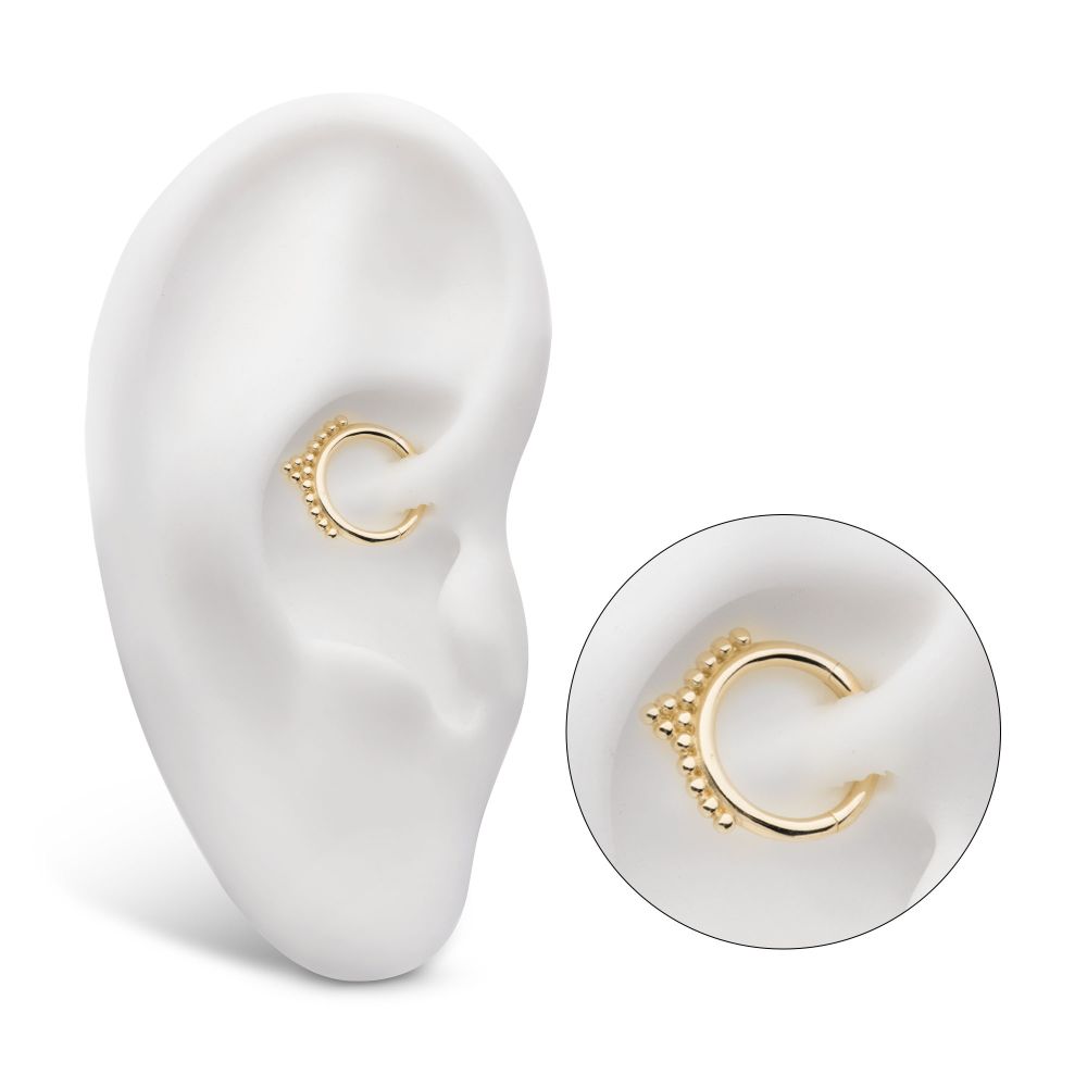 14Kt Yellow Gold 14 Bead Cluster Front Facing Hinged Segment Clicker