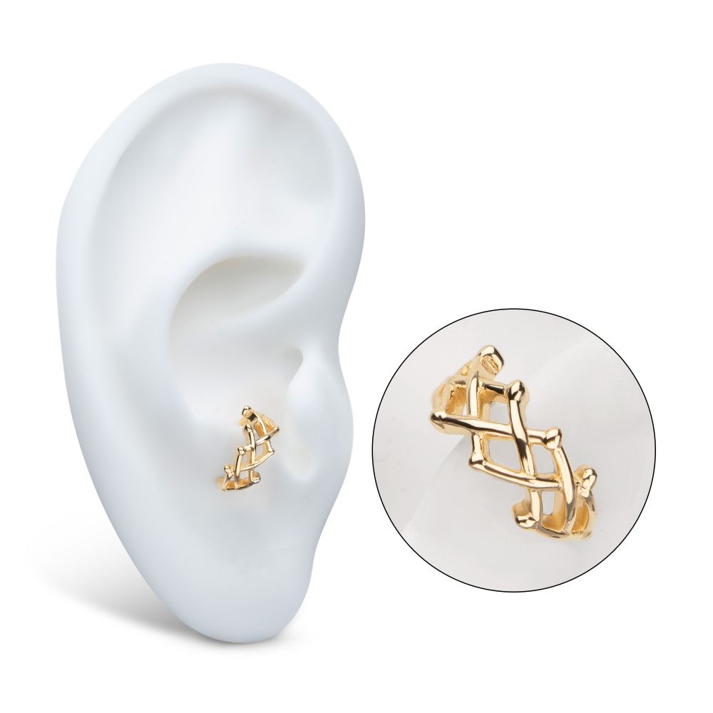 14Kt Yellow Gold Woven Crown of Thorns Side Facing Hinged Segment Clicker