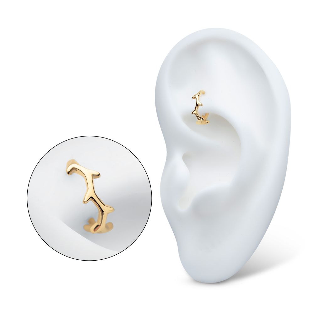 14Kt Yellow Gold Thorn Hoop Side Facing Hinged Segment Clicker