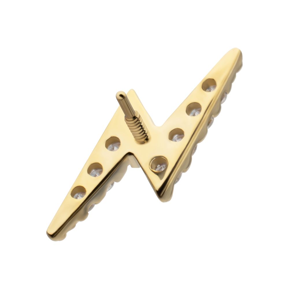 14Kt Yellow Gold M0.8 Internally Threaded Pave Gem Lightning Bolt Top