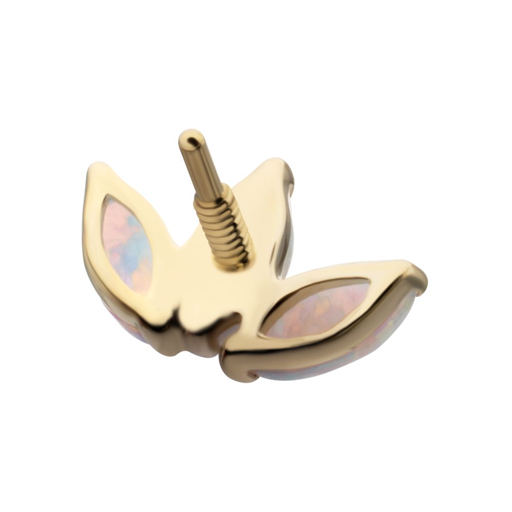 14Kt Yellow Gold M0.8 Internally Threaded 3-Cluster Marquise Opal Fan Top