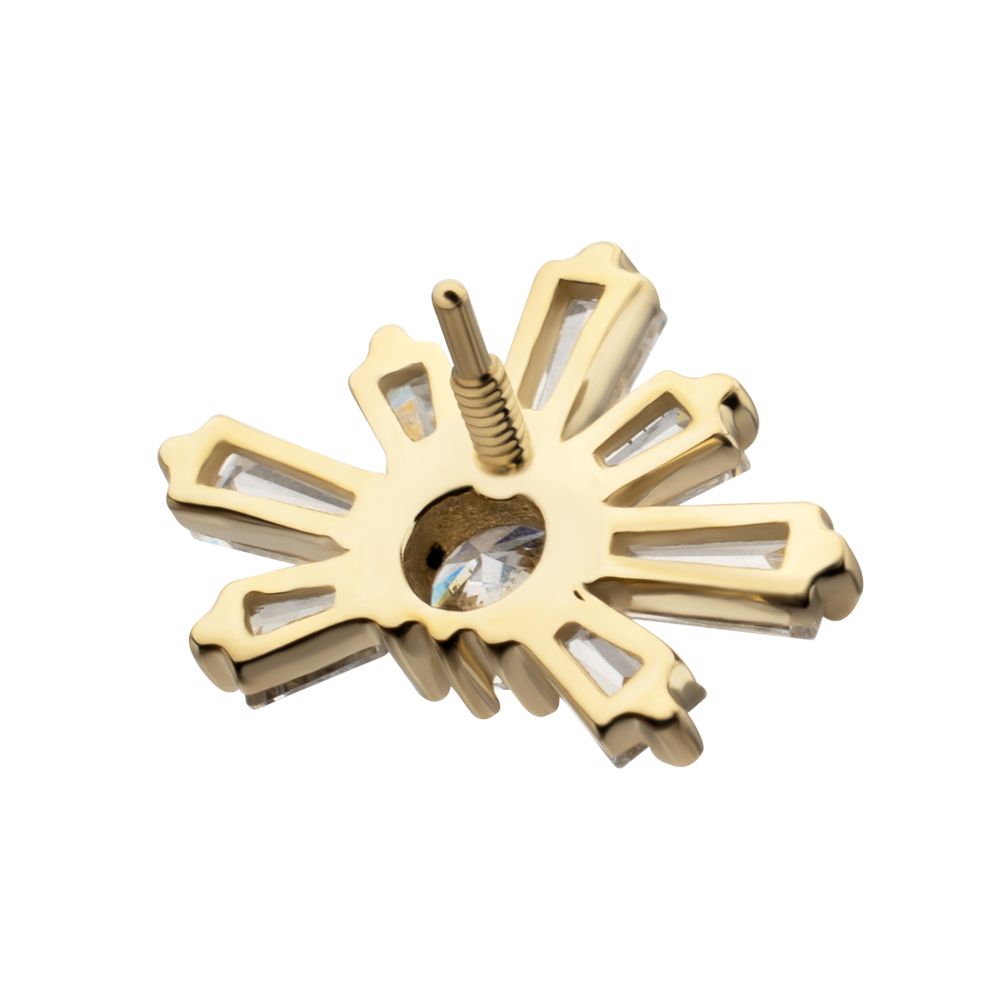 14Kt Yellow Gold M0.8 Internally Threaded Sunray Cluster Top