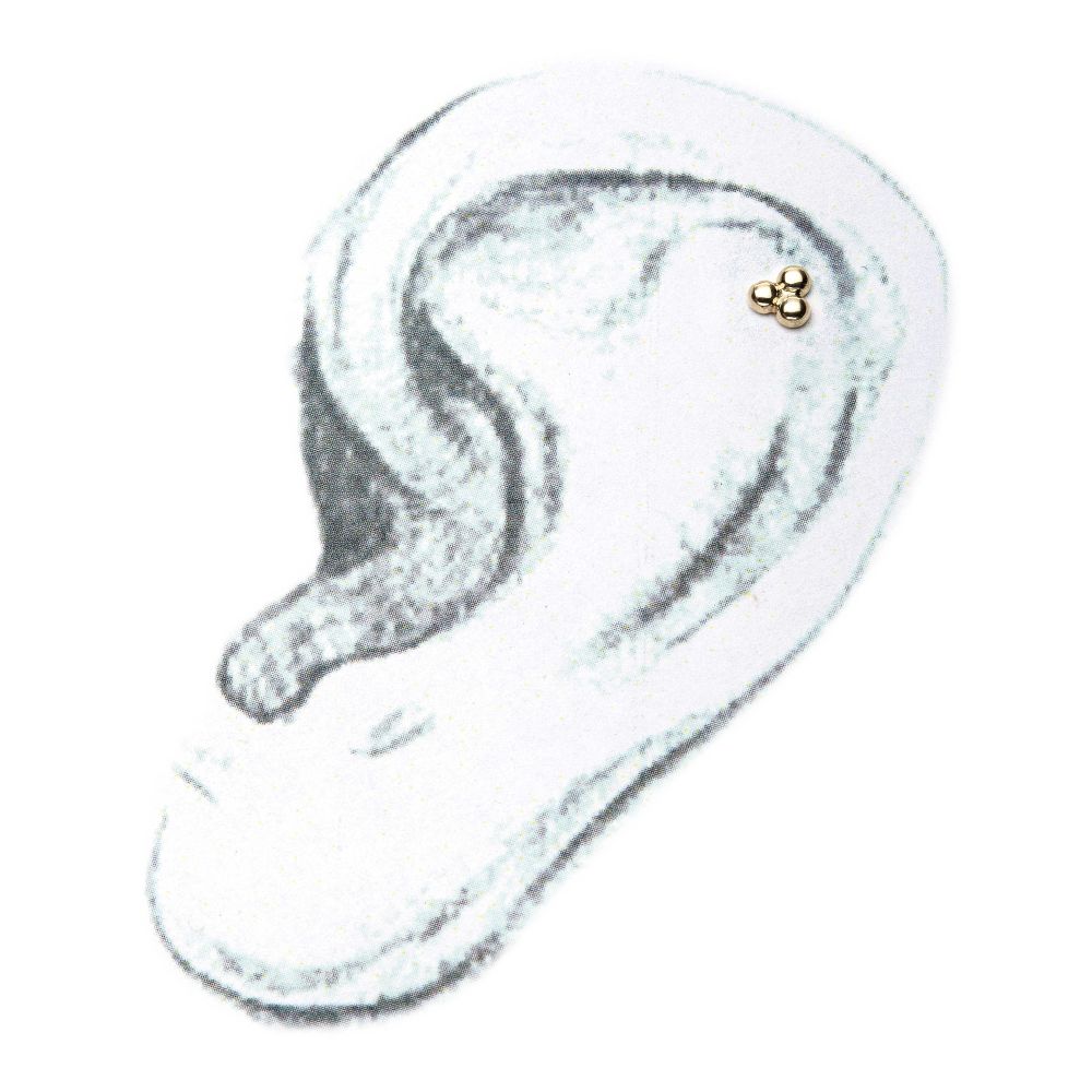 14Kt Yellow Gold Threadless Trinity Ball Top