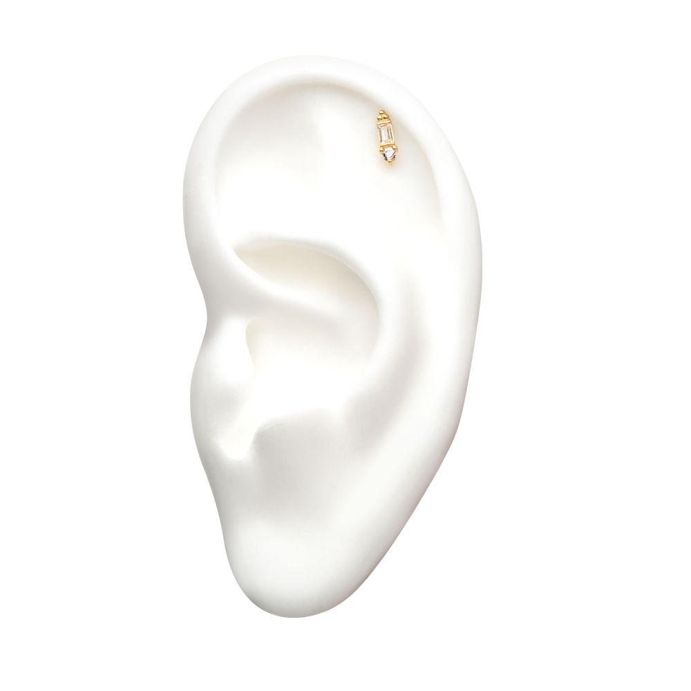 14kt Yellow Gold Threadless 8mm Dual Clear Gem Top