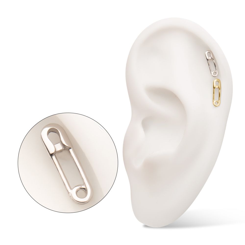 14Kt Gold Threadless Safety Pin Top