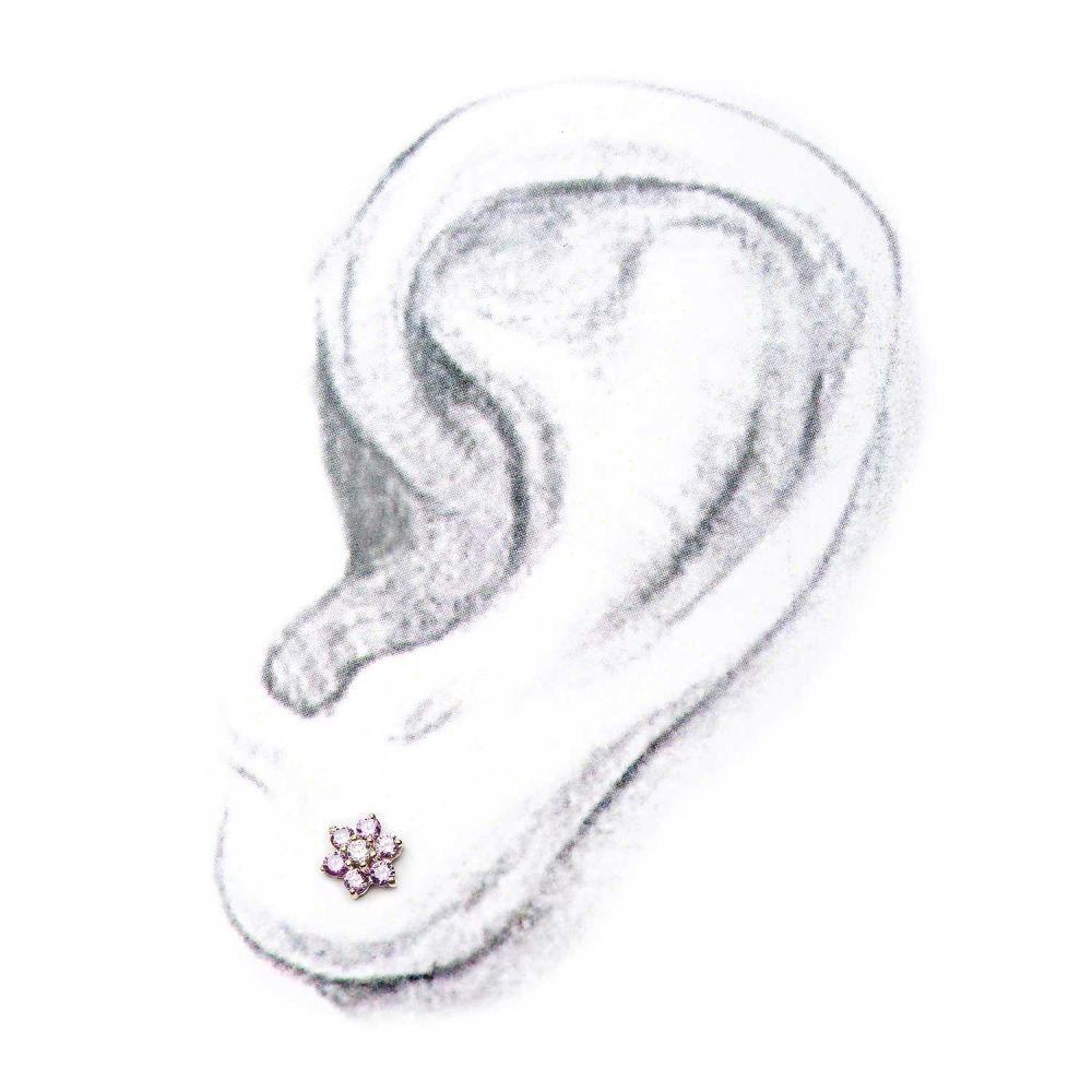 14kt Yellow Gold Threadless 7-CZ Gems Top