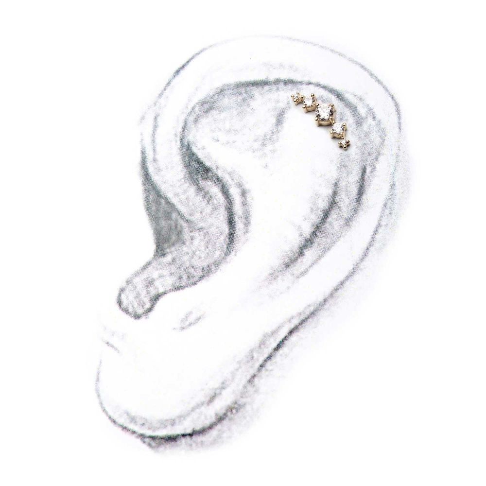 14Kt Gold Threadless 5-Clear CZ Top