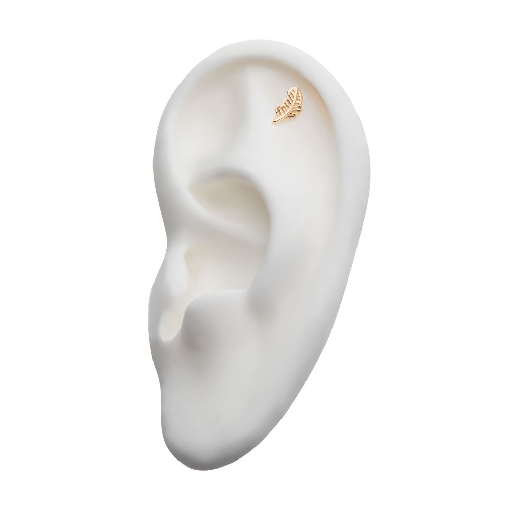 14Kt Yellow Gold Threadless Feather Top