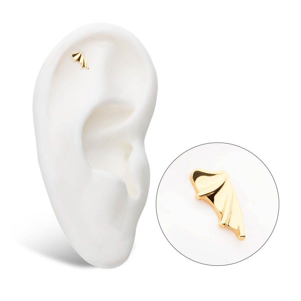 14kt Gold Threadless Bat Wing Top (Right Ear)