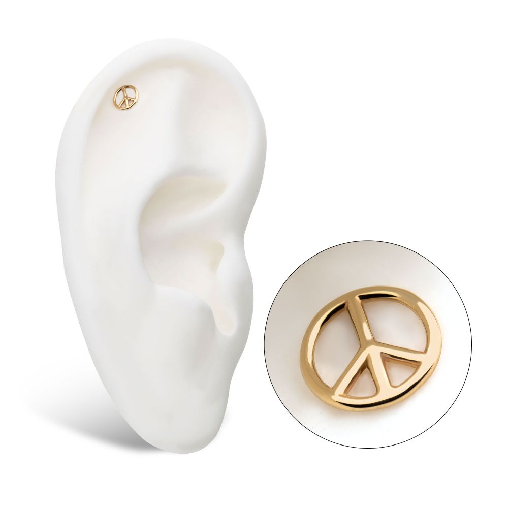 14kt Yellow Gold Threadless with Cut Out Peace Sign Top