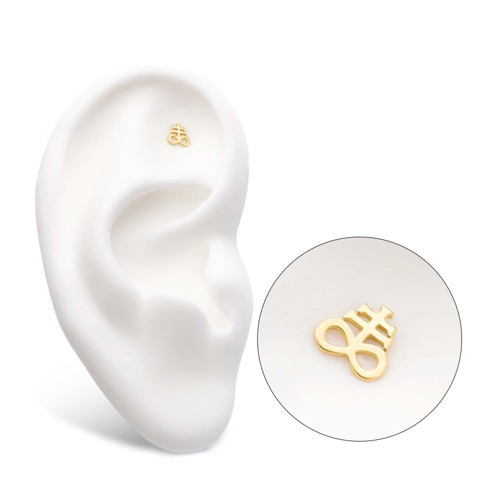 14Kt Gold Threadless with Leviathan Cross Top