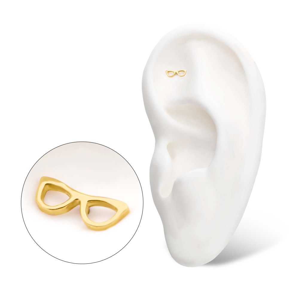 14Kt Yellow Gold Threadless with Eyeglasses Top