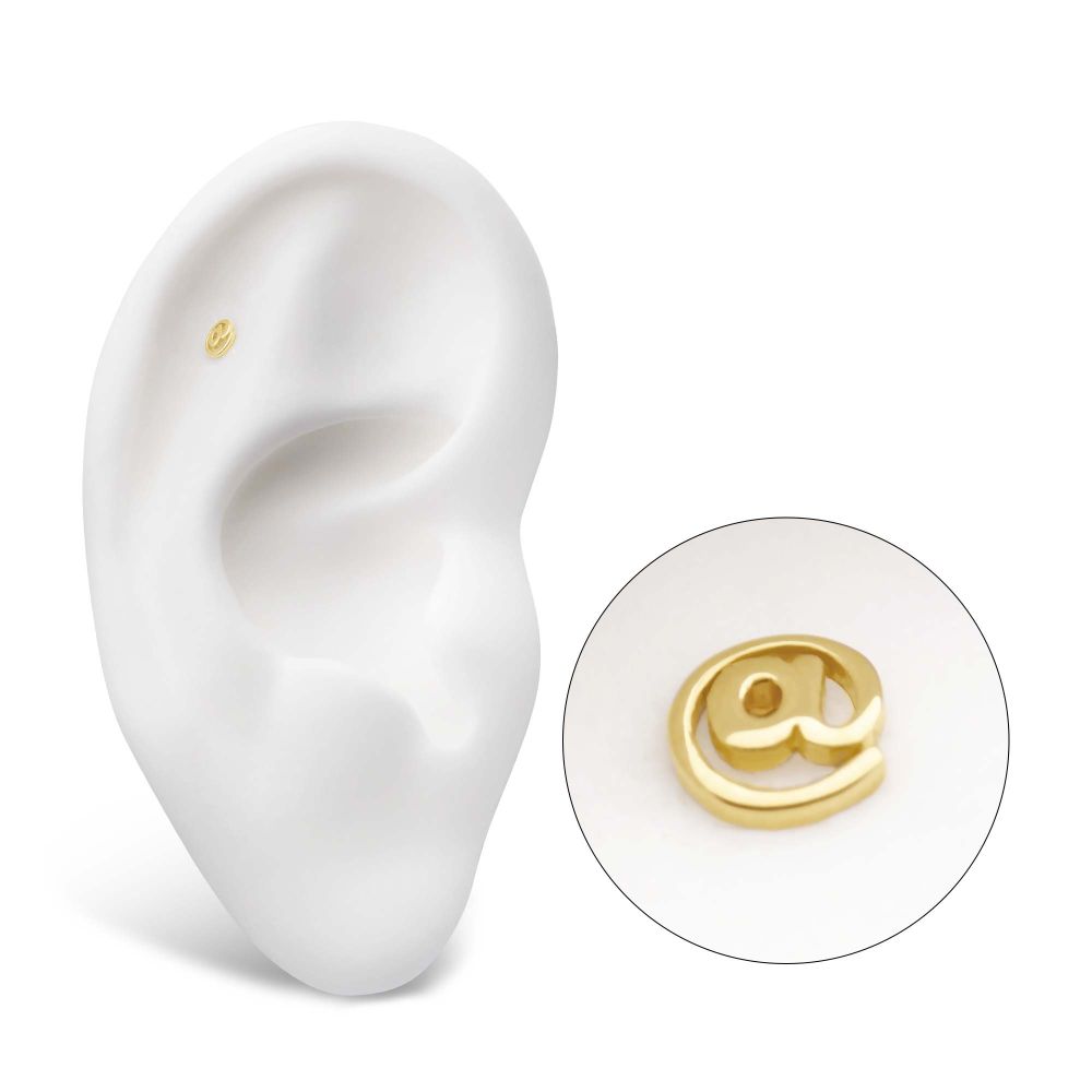 14Kt Gold Threadless with At Symbol Top