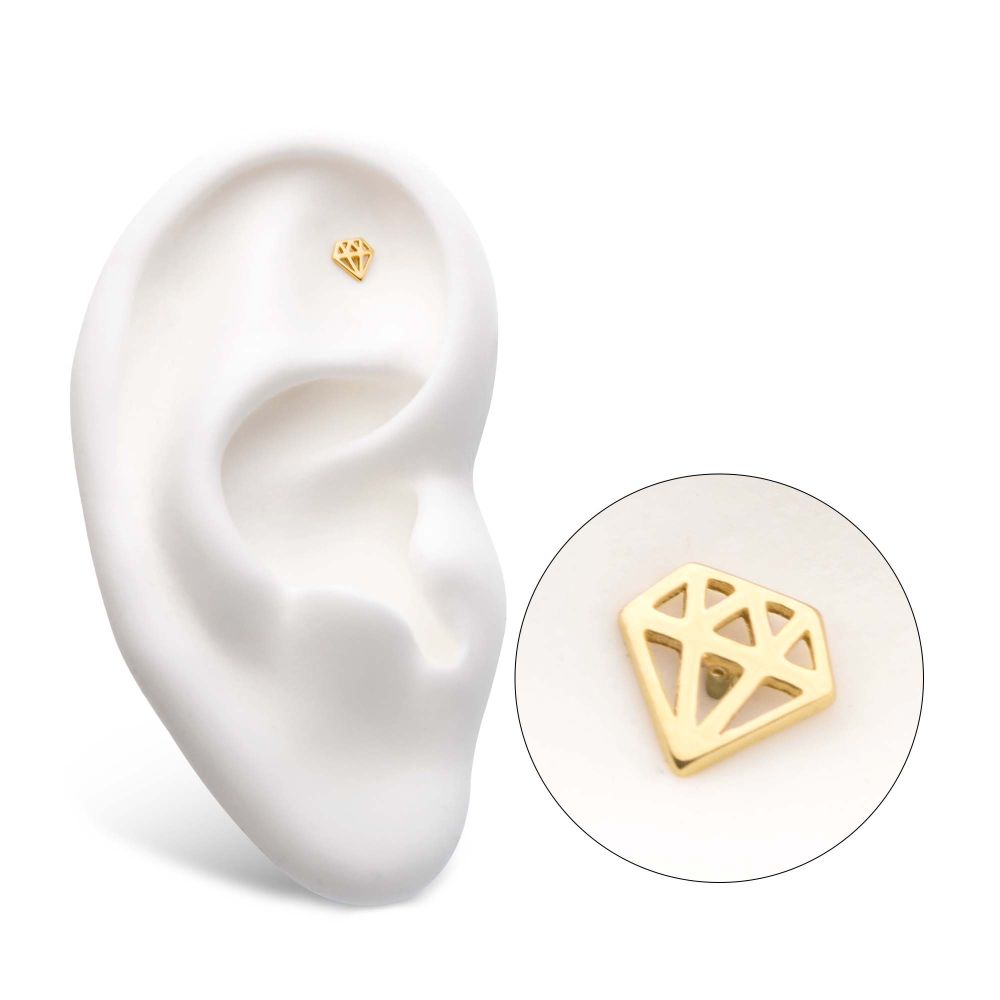 14Kt Gold Threadless with Diamond Symbol Top