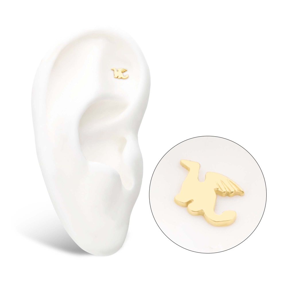 14Kt Yellow Gold Threadless with Dragon Top