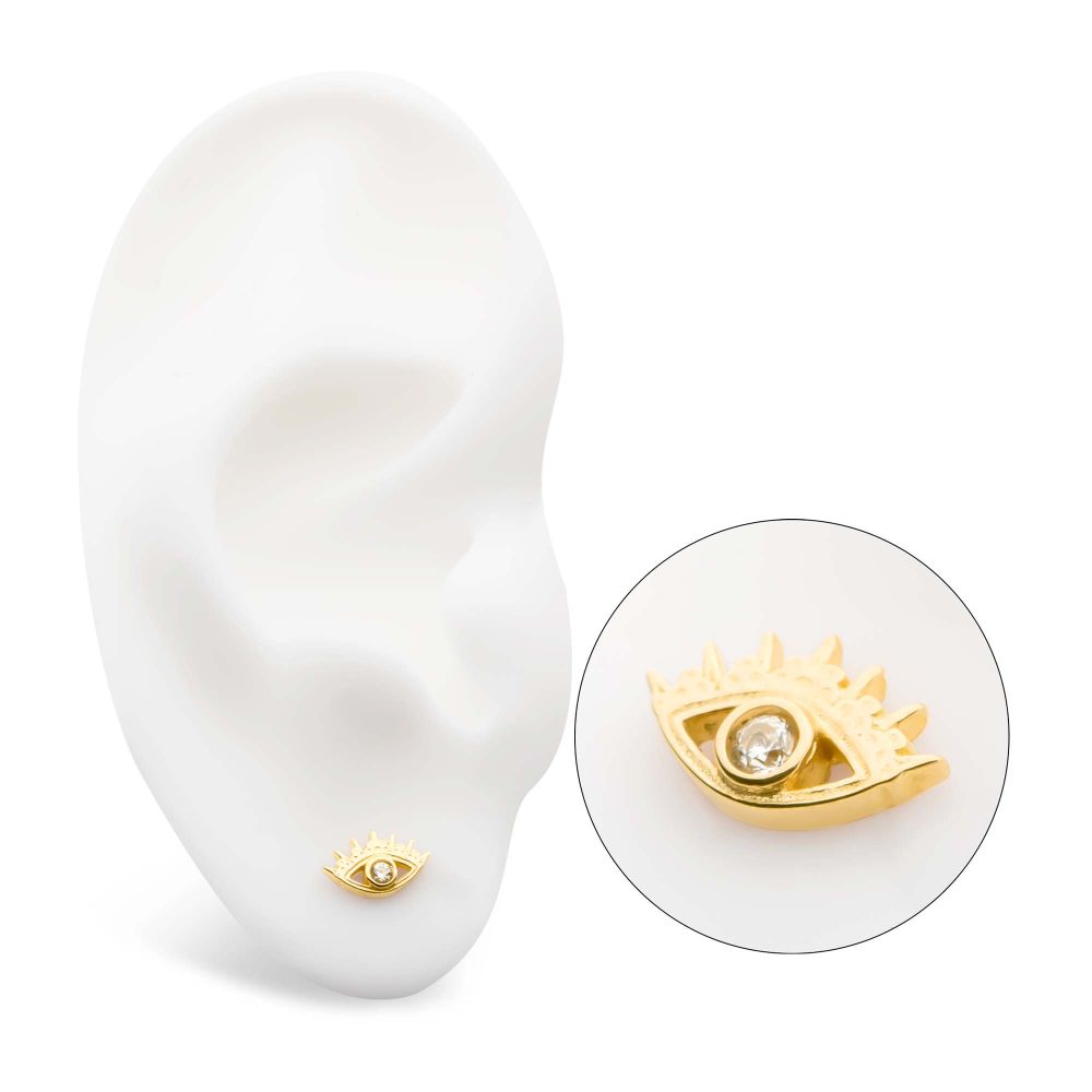 14Kt Yellow Gold Threadless Bezel Set Gem/Opal Evil Eye Top