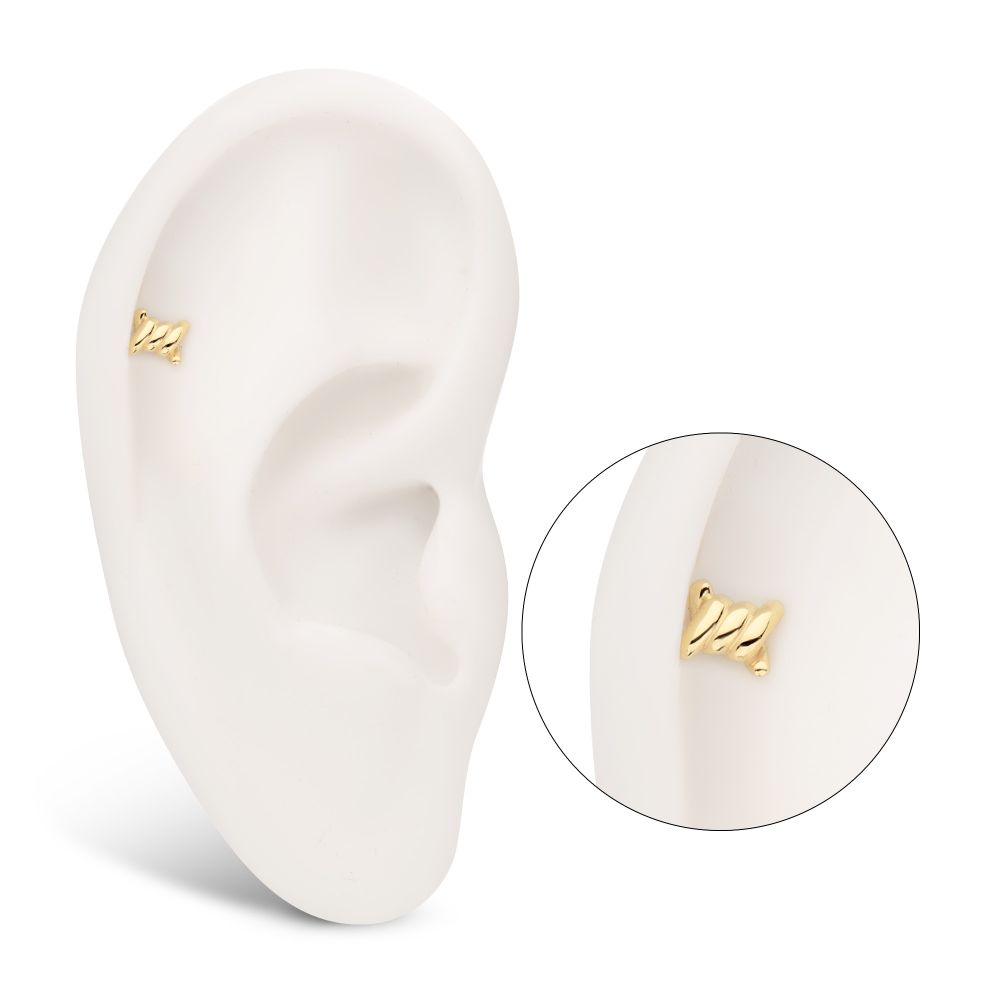 14Kt Yellow Gold Threadless Barbed Wire Knot Top