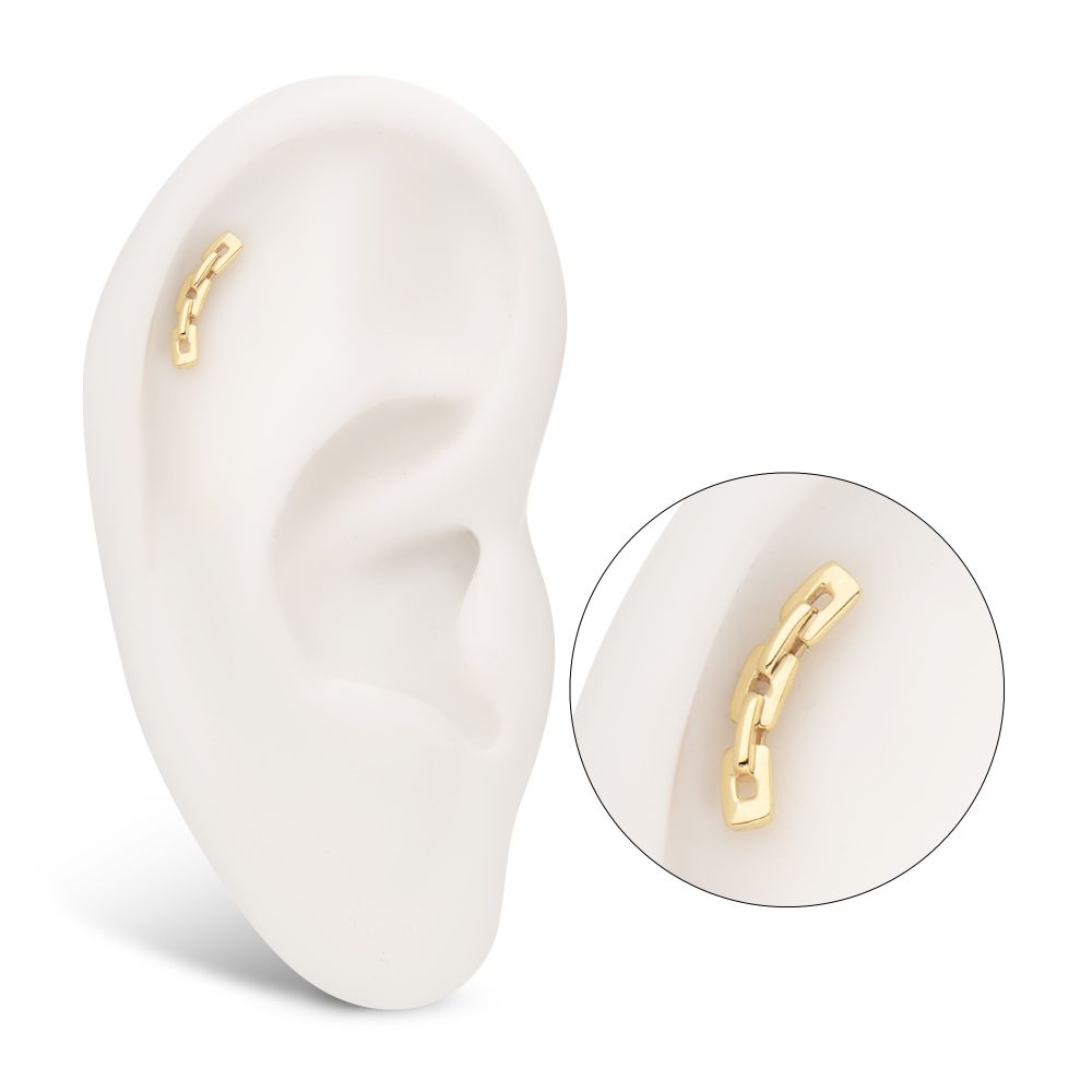 14Kt Yellow Gold Threadless Curved Chain Link Top