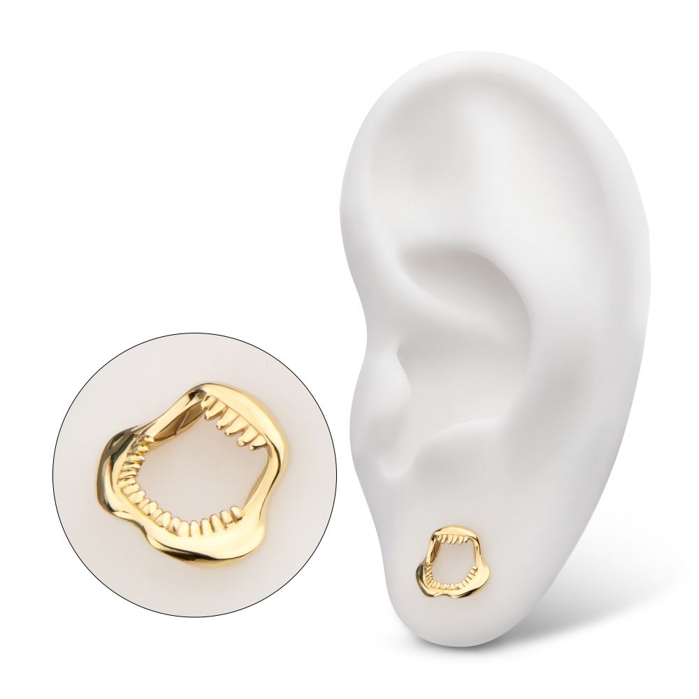 14kt Yellow Gold Threadless Casted Shark Jaws Top