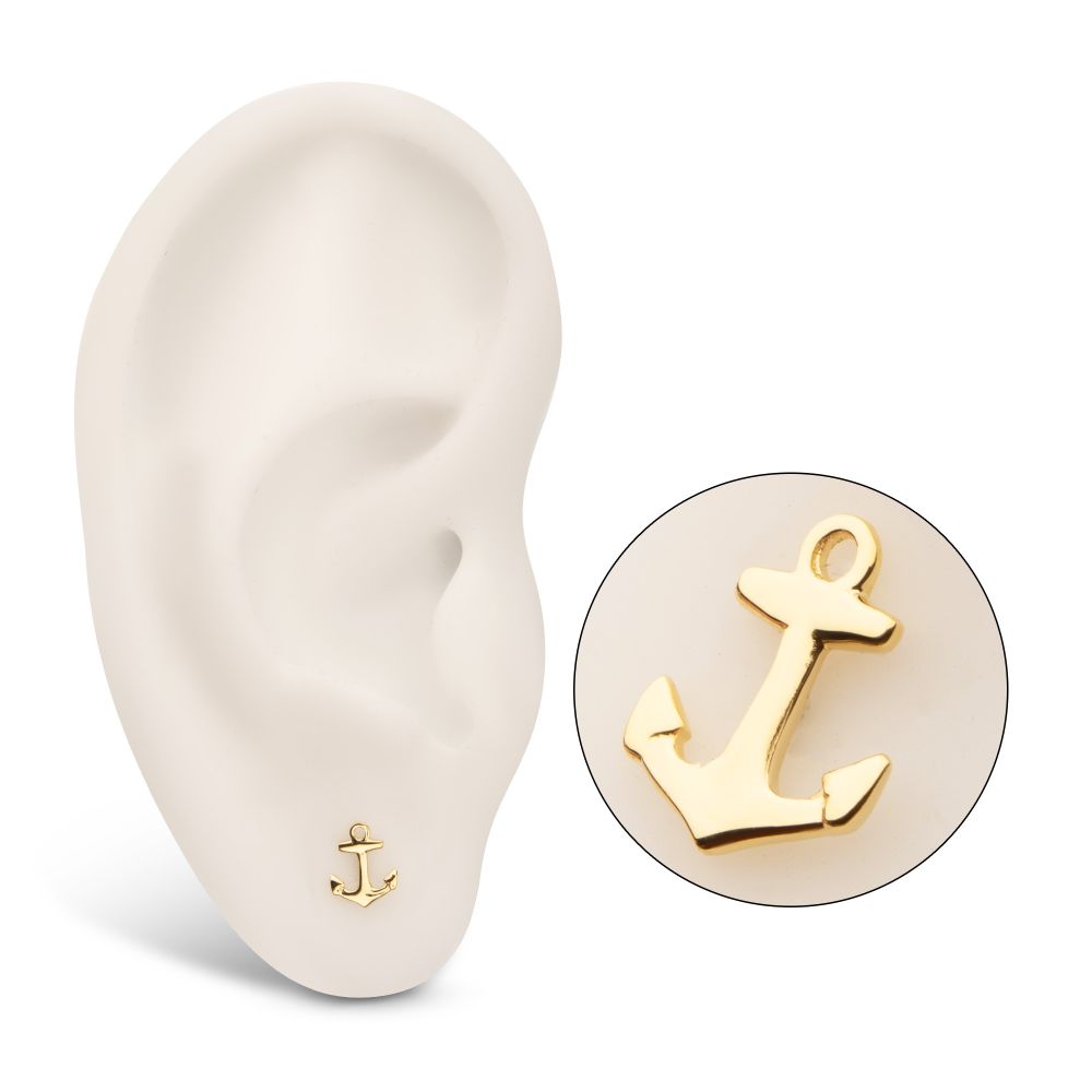 14Kt Yellow Gold Threadless Anchor Top