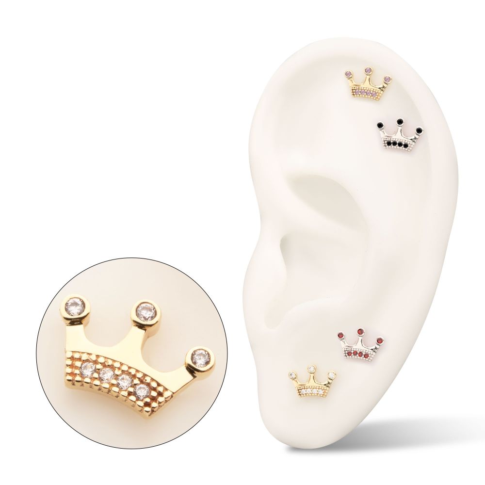 14Kt Gold Threadless Bezel CZ Gem Edge Crown Top