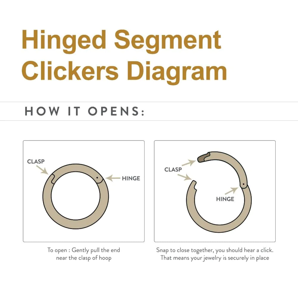 14kt Yellow Gold Prong Set Round Gem Triple Moon Phase Front Facing Hinged Segment Clicker