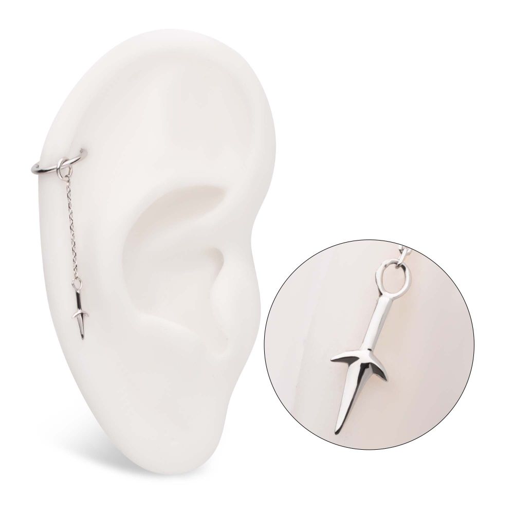 14Kt White Gold Naruto Shippuden Kunai Knife Dangle Charm