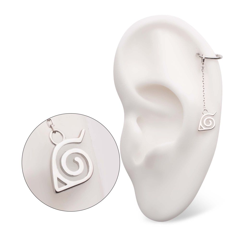 14Kt White Gold Naruto Shippuden Hidden Leaf Village Logo Dangle Charm