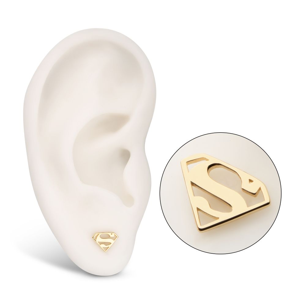 14Kt Yellow Gold DC Comics Superman Logo Threadless Top