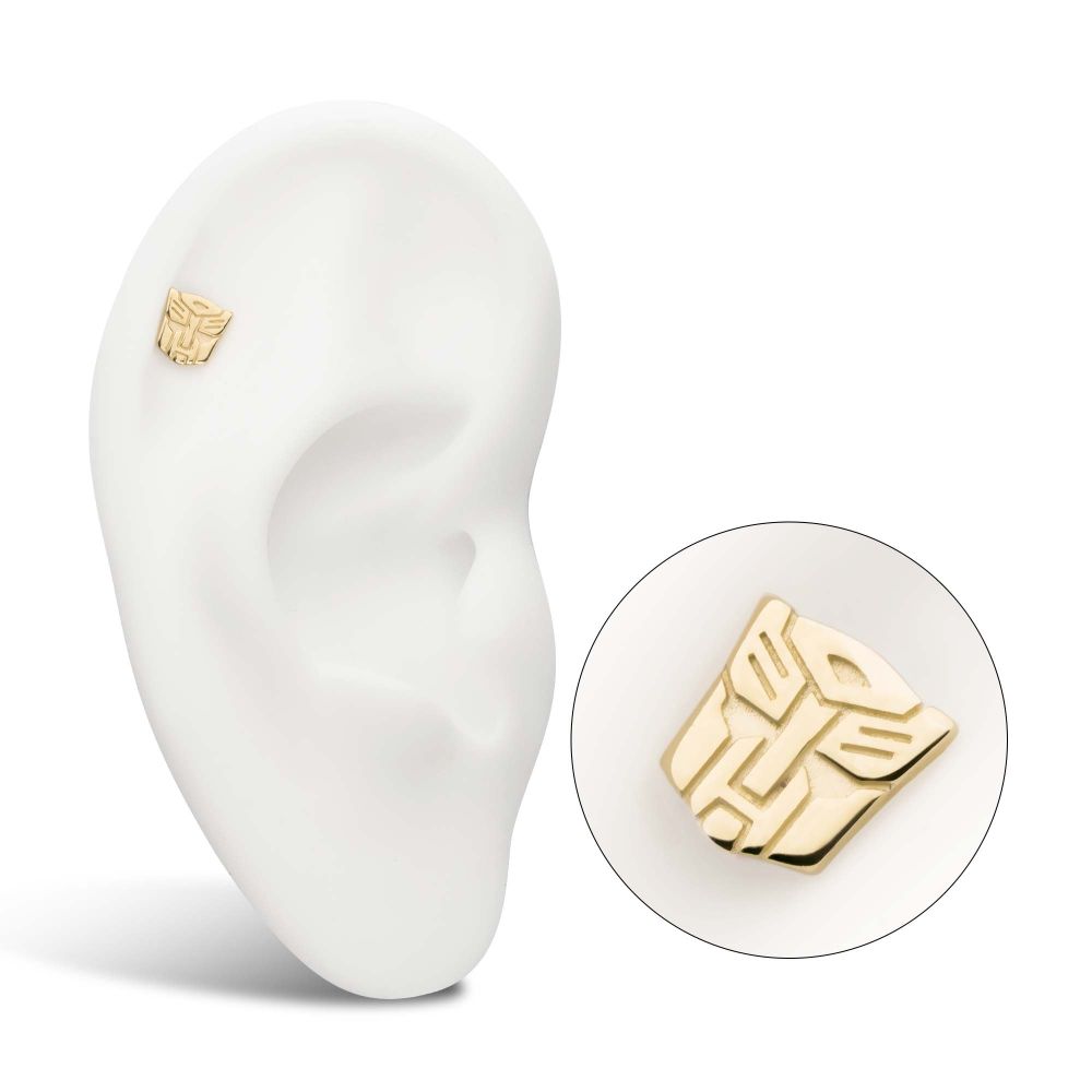 14Kt Yellow Gold Transformers Autobot Logo Threadless Top