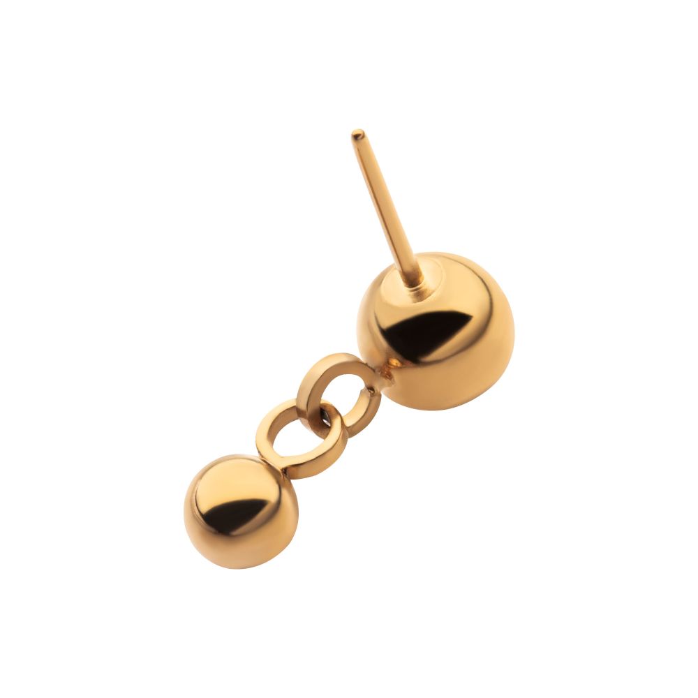 24Kt Gold PVD Titanium Threadless Double Bezel Set CZ Dangle Top