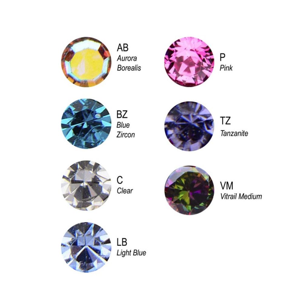 Titanium 2mm Bezel Set Austrian Crystal Nose Pin