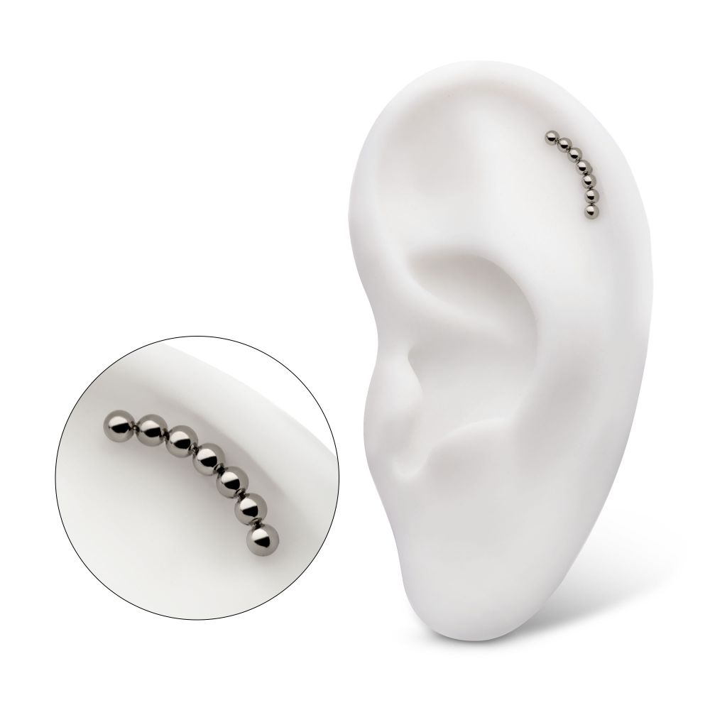 Titanium Internally Threaded Flat Base Labret with 7-Cluster Bead Top