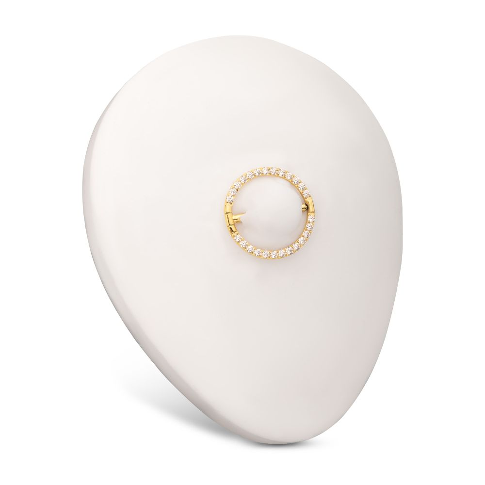 24Kt Gold PVD Titanium CNC Set Gem Nipple Clicker Ring | Sold by piece