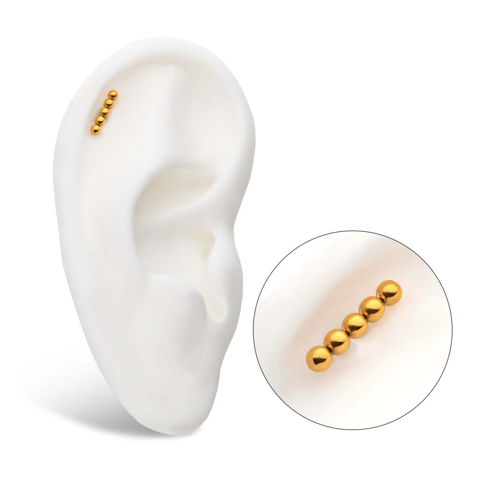 24Kt Gold PVD Titanium Internally Threaded 5-Bead Cluster Top