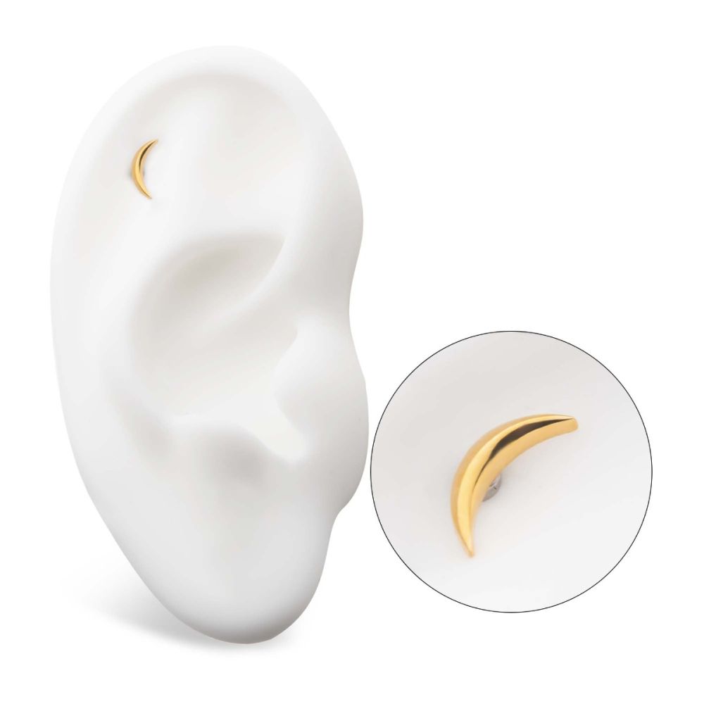 24Kt Gold PVD Titanium Internally Threaded Dome Moon Top