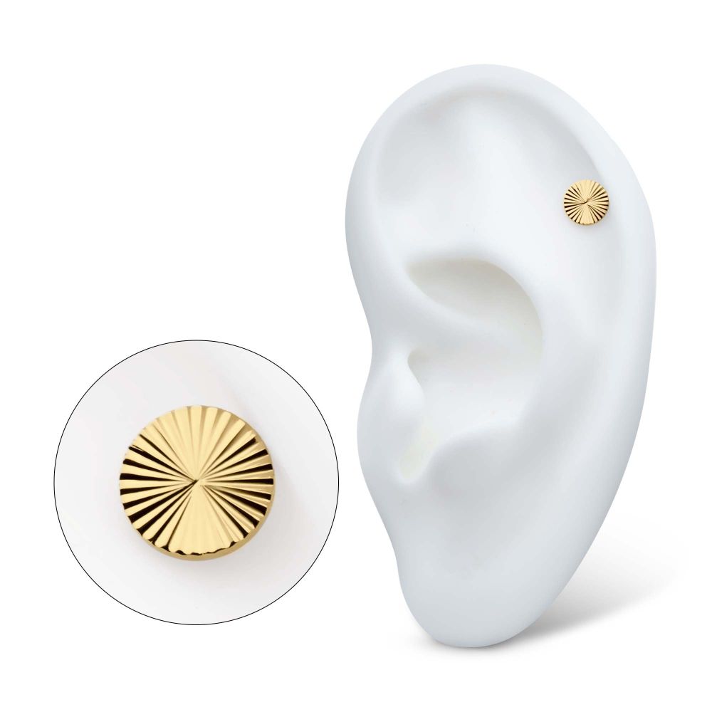 24Kt Gold PVD Titanium Internally Threaded Corrugated Round Top