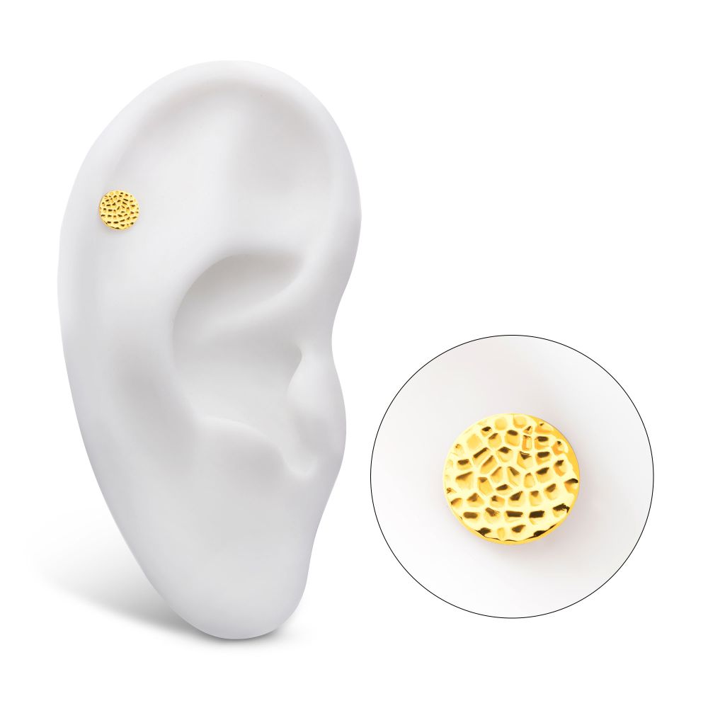 24Kt-Gold PVD Titanium Threadless Hammered Disk Top