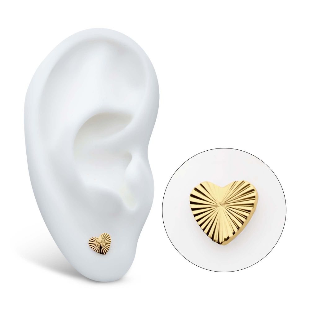 24Kt Gold PVD Titanium Threadless Corrugated Heart Top