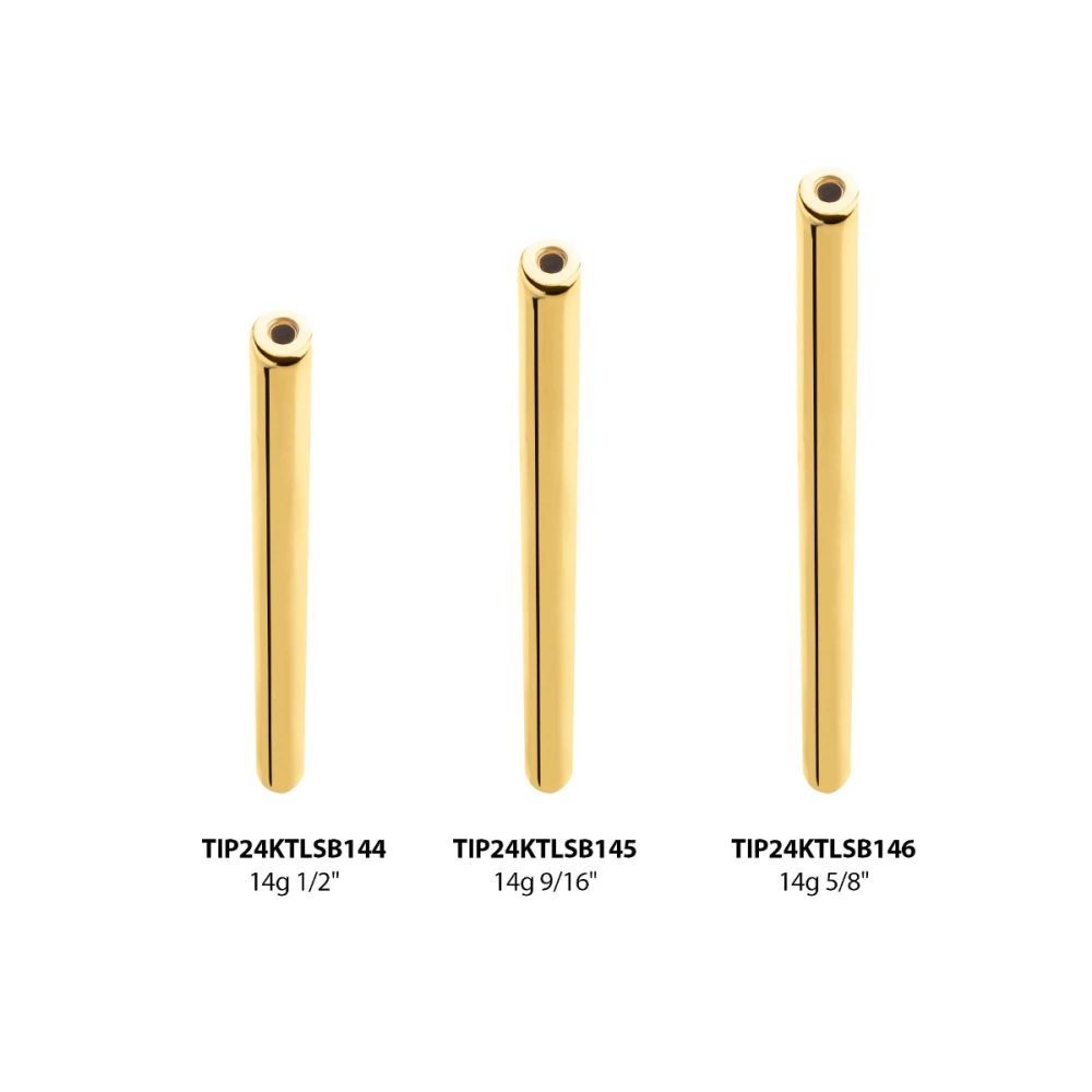 24KT Gold PVD Titanium Threadless Barbell Bar