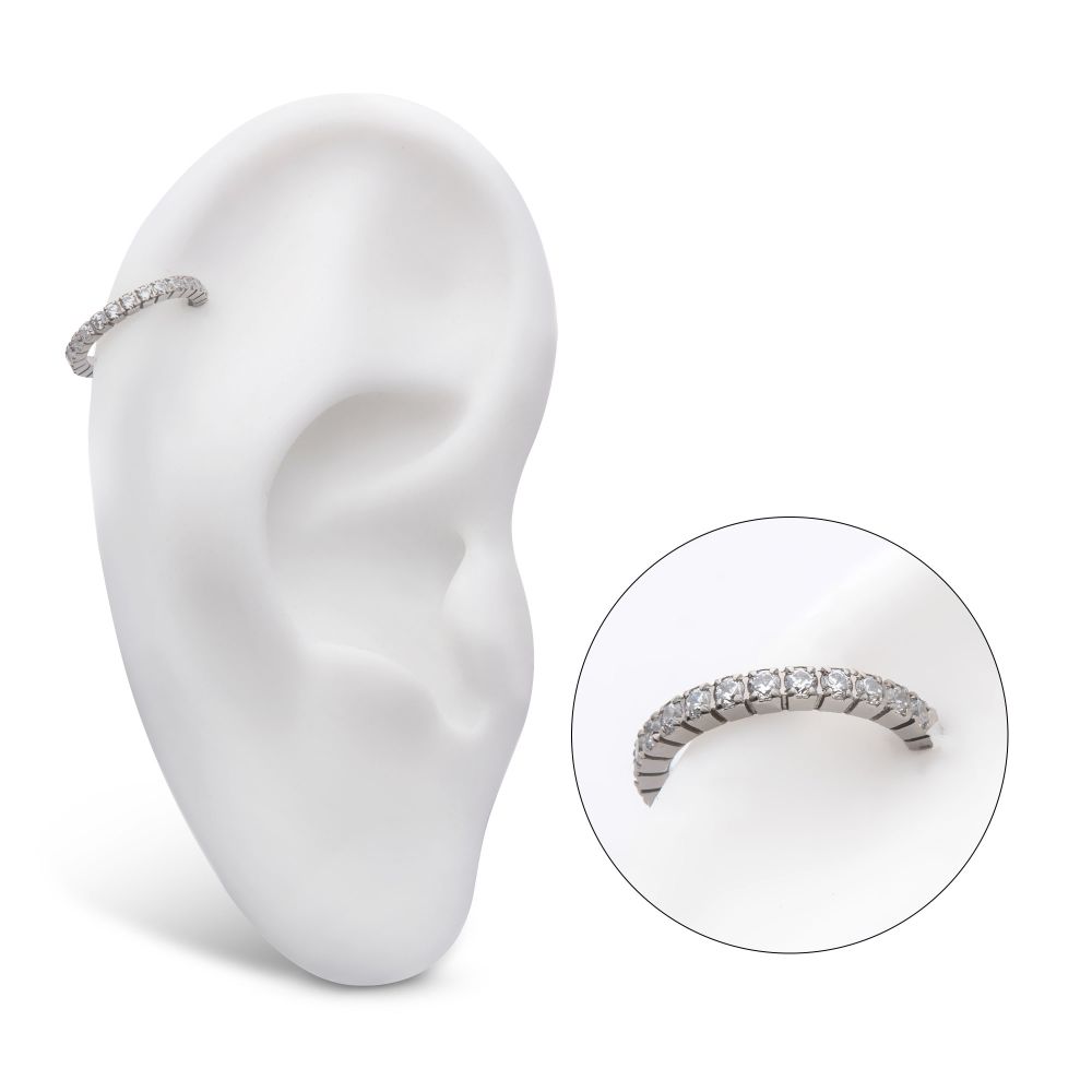 Titanium with Prong Set Full Clear CZ Side Facing Hinged Segment Clicker