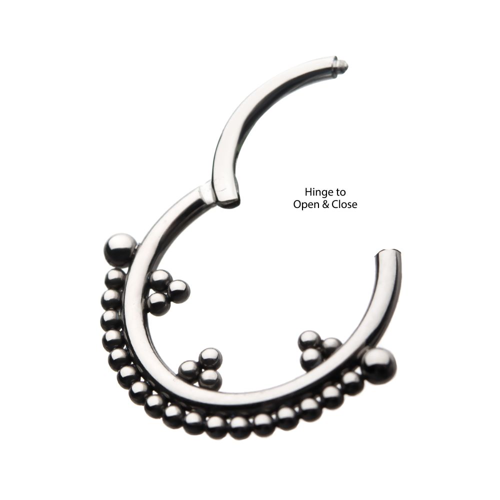 Titanium Trio Beaded Cluster Front Facing Hinged Segment Clicker