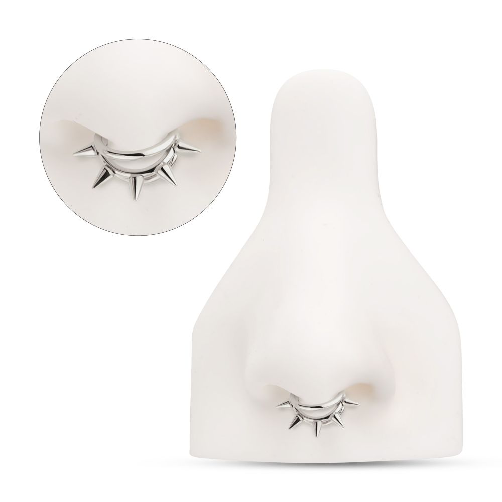 Titanium Five-Spiked Open Stack Triple Hoop Hinged Segment Clicker