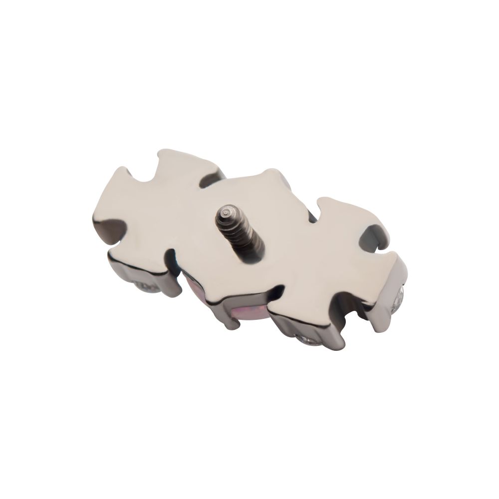 Titanium Internally Threaded with 3-Cluster CZ & Centerpiece Synthetic Opal Top