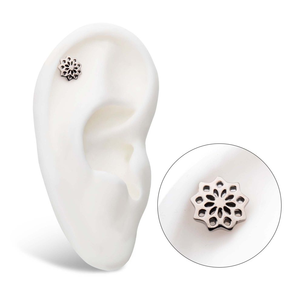 Titanium Internally Threaded Mandala Flower Top